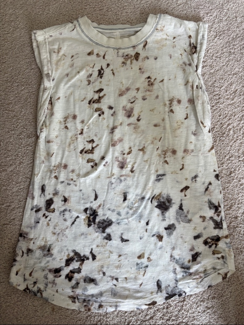 Sleeveless Tie-Dye Style Women’s Tank Top — Cream/Brown